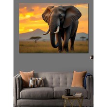 Afrika Yürüyen Fil Dekoratif Kanvas - Mdf Ahşap Tablo