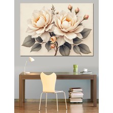 Beyaz Çiçek Kompozisyonu Dekoratif Kanvas - Mdf Ahşap Tablo