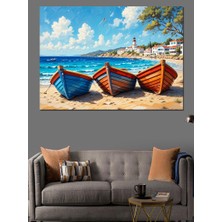 Kumsalda Renkli Sandallar Dekoratif Kanvas - Mdf Ahşap Tablo
