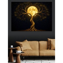 Dolunaylı Büyülü Ağaç Dekoratif Kanvas - Mdf Ahşap Tablo