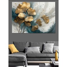 Ginkgo Yaprak Deseni Dekoratif Kanvas - Mdf Ahşap Tablo
