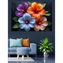 Renkli Bahar Çiçekleri Dekoratif Kanvas - Mdf Ahşap Tablo