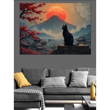 Dağlarda Güneşli Kedi Dekoratif Kanvas - Mdf Ahşap Tablo