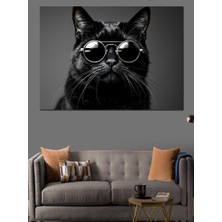 Güneş Gözlüklü Kedi Dekoratif Kanvas - Mdf Ahşap Tablo