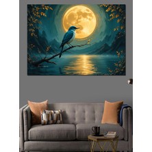 Ay Işığında Kuş Dekoratif Kanvas - Mdf Ahşap Tablo