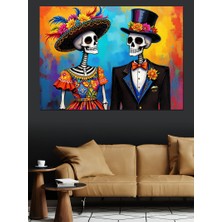 Iskeletli Düğün Çifti Dekoratif Kanvas - Mdf Ahşap Tablo