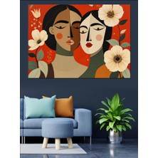 Iki Kadın Illüstrasyonu Dekoratif Kanvas - Mdf Ahşap Tablo