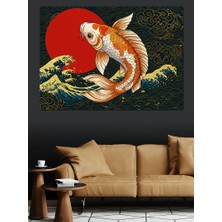 Japon Balığı Sanatı Dekoratif Kanvas - Mdf Ahşap Tablo