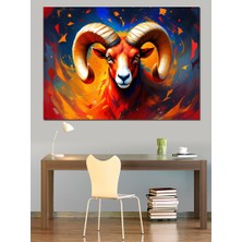 Parlayan Koç Portresi Dekoratif Kanvas - Mdf Ahşap Tablo