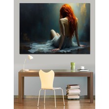 Yalnız Oturan Kadın Dekoratif Kanvas - Mdf Ahşap Tablo