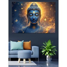 Parlayan Mavi Buda Dekoratif Kanvas - Mdf Ahşap Tablo