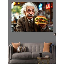 Hamburger Tutan Einstein Dekoratif Kanvas - Mdf Ahşap Tablo