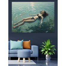 Suda Yüzen Kadın Dekoratif Kanvas - Mdf Ahşap Tablo