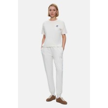 Ucla Kenzıe Kemik Rengi Bisiklet Yaka Baskılı Loose Fit Kadın Tshirt