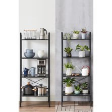 4 Katlı Metal Iskeletli Kitaplık Aksesuar Rafı Çok Amaçlı Merdiven Raf