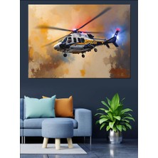 Havada Kurtarma Helikopteri Dekoratif Kanvas - Mdf Ahşap Tablo