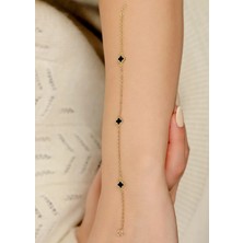 Kuyumcu Nurettin 1,70 (GRAM) 3 Siyah Taşlı Sedef Bileklik Künye Unisex 14 Ayar Altın (YEŞİL-ROSE-SARI-BEYAZ)