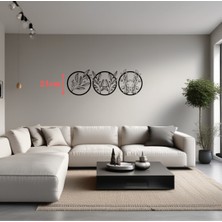 3'lü Yaprak Desenli Metal Tablo , Siyah