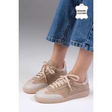 Mio Gusto Nikita Hakiki Süet Bej Renk Kadın Günlük Spor Ayakkabı