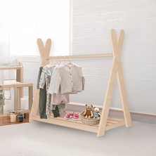 Ombi Baby Montessori Ahşap Açık Giysi Dolabı - Çocuk Elbise Askılığı