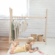 Ombi Baby Montessori Ahşap Açık Giysi Dolabı - Çocuk Elbise Askılığı
