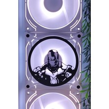 Caseybox Ironman
 120X120 mm Beyaz Çerçeveli Oyun Pc Aksesuarı, Masaüstü Bilgisayar Fan Kapağı