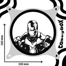 Caseybox Ironman
 120X120 mm Beyaz Çerçeveli Oyun Pc Aksesuarı, Masaüstü Bilgisayar Fan Kapağı