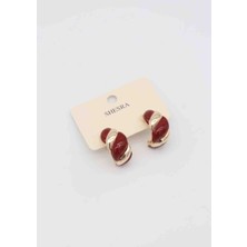Glare Jewellery Shesra Bordo Çizgi Detaylı Küpe