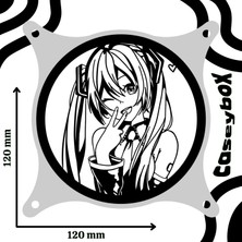 Caseybox Hatsune Miku
 120X120 mm Beyaz Çerçeveli Oyun Pc Aksesuarı, Masaüstü Bilgisayar Fan Kapağı