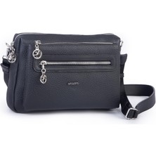 Nas Bag Günlük Çok Gözlü Çanta (En: 26 cm  ; Boy:17 Cm) Siyah Silan
