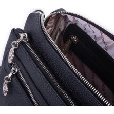 Nas Bag Günlük Çok Gözlü Çanta (En: 26 cm  ; Boy:17 Cm) Siyah Silan