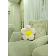 Peluş Dekoratif Elyaf Dolgulu Papatya Minder - Yastık - Kırlent - Ithal Toscano Kumaş