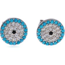 Celikchi Kadın Açık Mavi Renk Detay Göz Model Gümüş Küpe