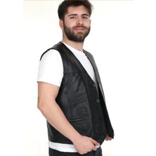 Ege Deri Giyim  Siyah Erkek Yelek