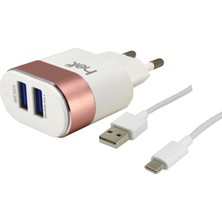 Samsung-Xiaomi Ortak Uyumlu 10W 2400 Mah Sarj Aleti Çift USB Çıkışlı Universal Type-C Şarj Adaptörü