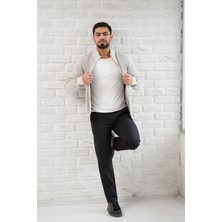 San&fa Dik Yaka Çizgili Fermuarlı Regular Fit Yünlü Triko Hırka