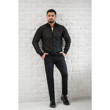 San&fa Dik Yaka Çizgili Fermuarlı Regular Fit Yünlü Triko Hırka