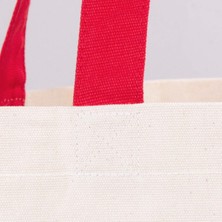 Kadın Çanta -Kanvas Plaj ve Omuz Çantası – %100 El Yapımı Örgü Motifli, Mandala Büyük Boy, Kırmızı Nazar Gözü Modeli