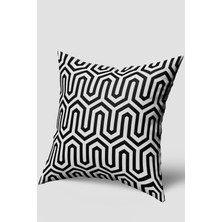 Siyah Beyaz Geometrik Desenli Kırlent Kılıfı