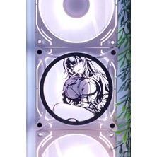 Caseybox Rias Gremory
 120X120 mm Beyaz Çerçeveli Oyun Pc Aksesuarı, Masaüstü Bilgisayar Fan Kapağı