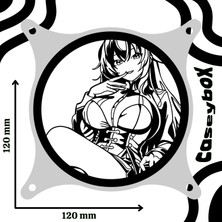 Caseybox Rias Gremory
 120X120 mm Beyaz Çerçeveli Oyun Pc Aksesuarı, Masaüstü Bilgisayar Fan Kapağı