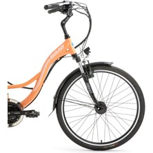 Bisan Florida Elektrikli Bisiklet 43 cm V 26 Jant 21 Vites Mercan Beyaz