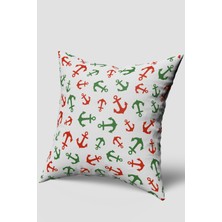 Yeşil Beyaz Marin Desenli Kırlent Kılıfı