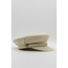 Külah Erkek Driver Kasket Flat Cap Kaptan Şapkası - Bej