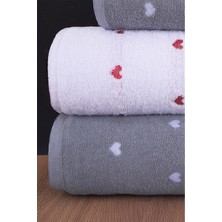 4'lü Banyo Havlu Seti Kalpli - Kalp Desenli Hamam Takımı