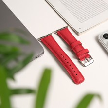 Toronata Apple Watch Uyumlu Deri Kordon & Kayış - 42 / 44 / 45 / 46 / 49 mm - Ultra / Ultra 2 / Seri 9 / 8 / 7 / 6 / 5 / 4 / 3 - Kırmızı