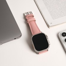Toronata Apple Watch Uyumlu Deri Kordon & Kayış - 42 / 44 / 45 / 46 / 49 mm - Ultra / Ultra 2 / Seri 9 / 8 / 7 / 6 / 5 / 4 / 3 - Pembe