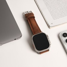 Toronata Apple Watch Uyumlu Deri Kordon & Kayış - 42 / 44 / 45 / 46 / 49 mm - Ultra / Ultra 2 / Seri 9 / 8 / 7 / 6 / 5 / 4 / 3 - Antik Kahve