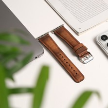 Toronata Apple Watch Uyumlu Deri Kordon & Kayış - 42 / 44 / 45 / 46 / 49 mm - Ultra / Ultra 2 / Seri 9 / 8 / 7 / 6 / 5 / 4 / 3 - Antik Kahve