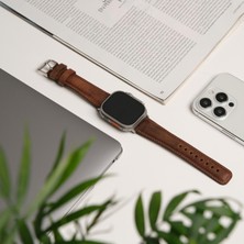 Toronata Apple Watch Uyumlu Deri Kordon & Kayış - 42 / 44 / 45 / 46 / 49 mm - Ultra / Ultra 2 / Seri 9 / 8 / 7 / 6 / 5 / 4 / 3 - Antik Kahve